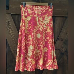 LuLaRoe Pink and Yellow A-Line Midi Skirt Resort Wear
